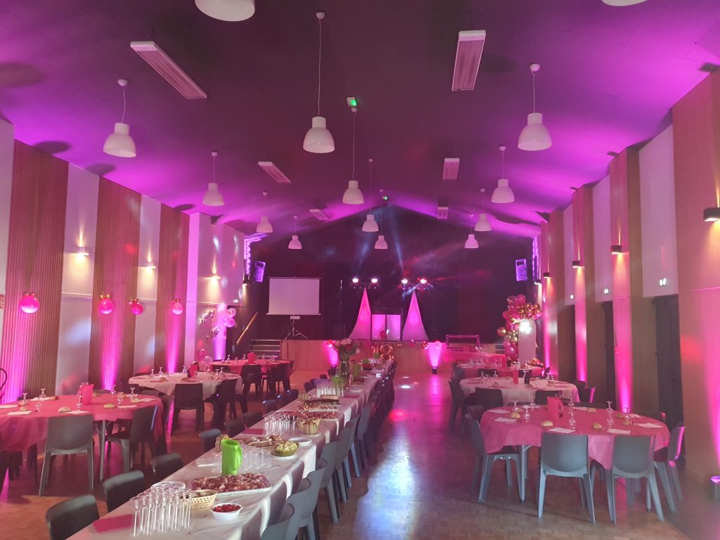 Décoration salle en rose avec par led muraux